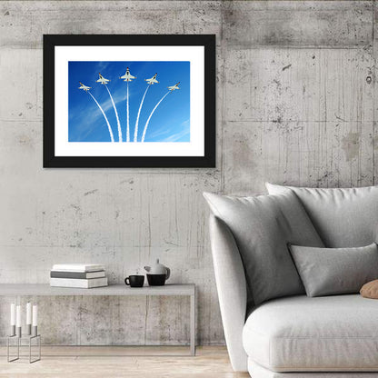 Five Fighter Jets Aerobatic Formation Wall Art
