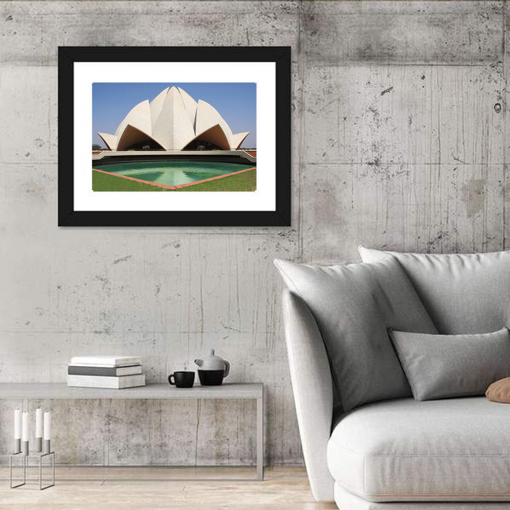 Lotus Temple New Delhi Wall Art in a room, landscape