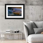 Lantern Boat on a Misty Lake Wall Art
