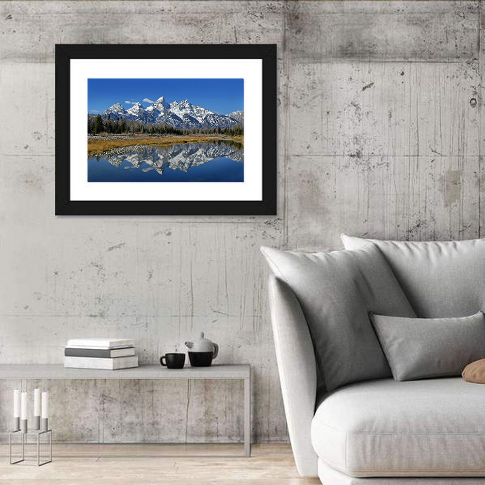 Grand Teton Reflection Wall Art in a room, landscape