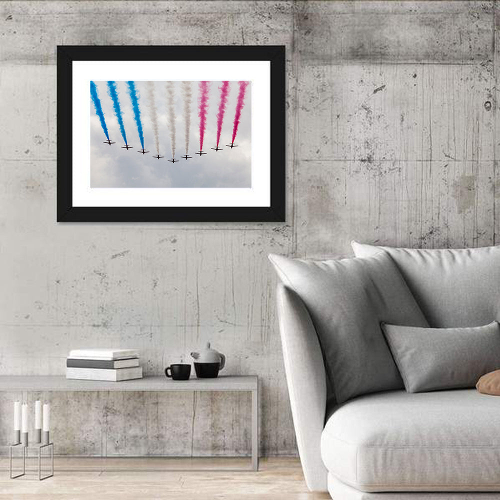 Nine-plane London Airshow Wall Art in a room, landscape