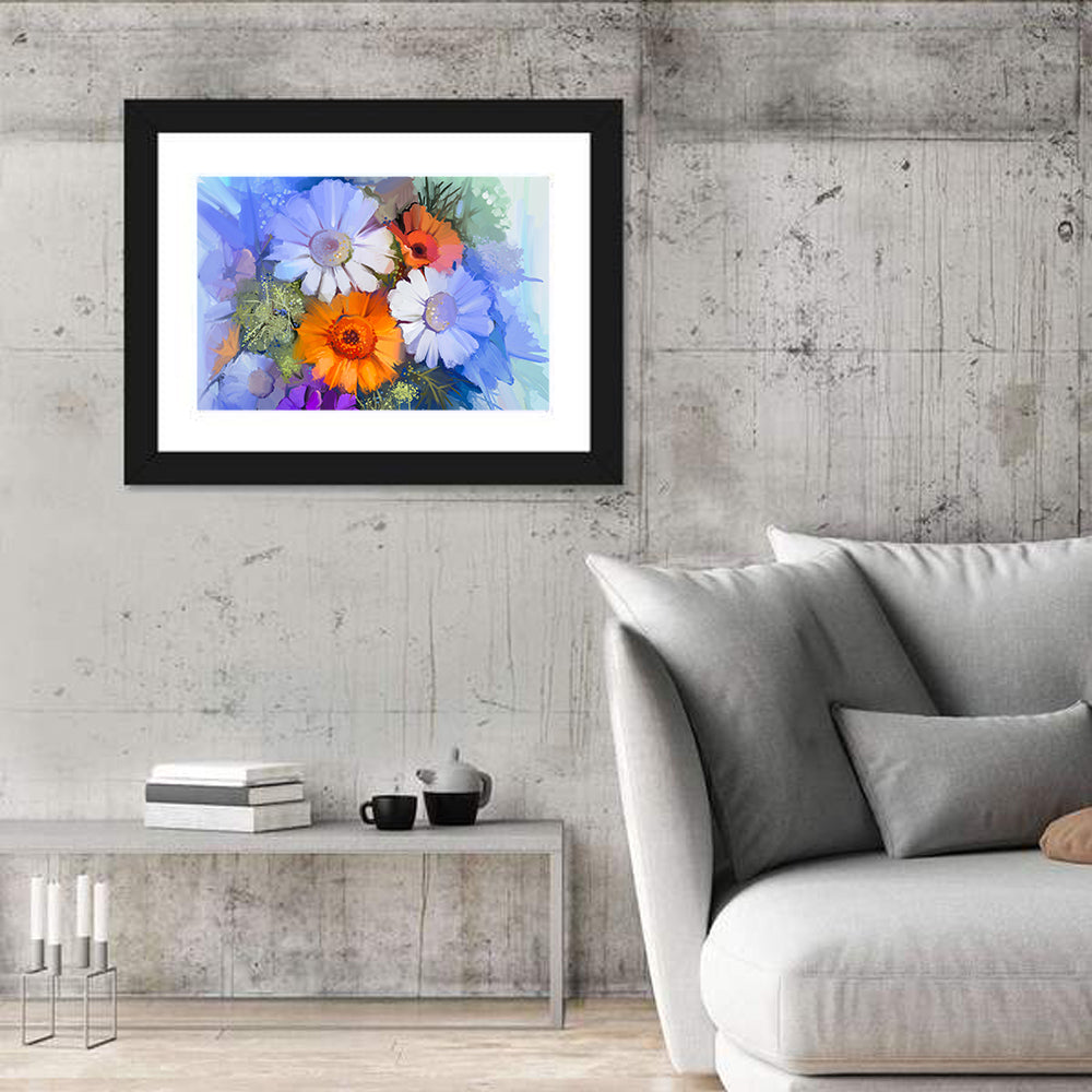 Impasto Floral Bouquet Wall Art in a room, landscape