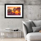Sunset Over Hay Bales Wall Art