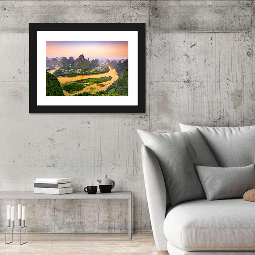Xingping Karst Mountains Wall Art in a room, landscape