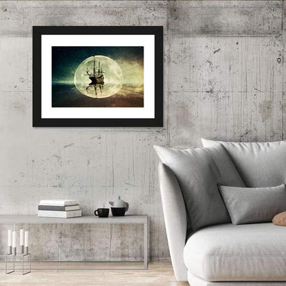 Moonlit Floating Ship Wall Art