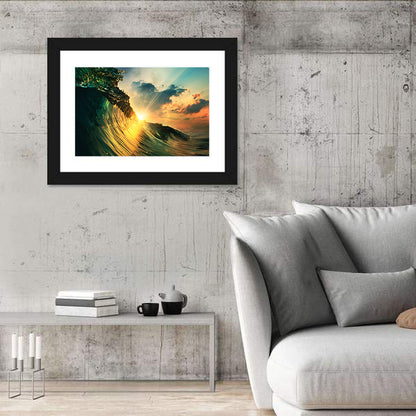 Sunset Through a Curling Wave Wall Art