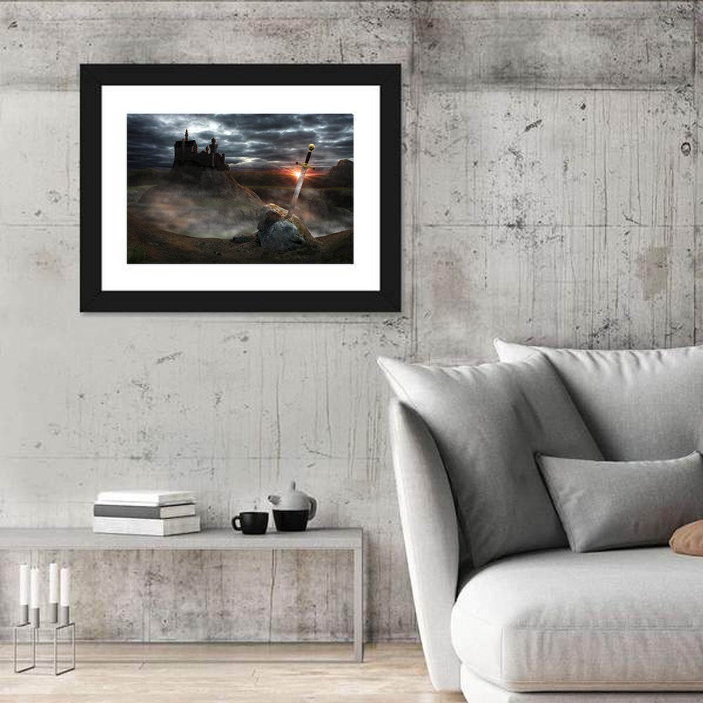 Camelot Castle with Excalibur Wall Art in a room, landscape