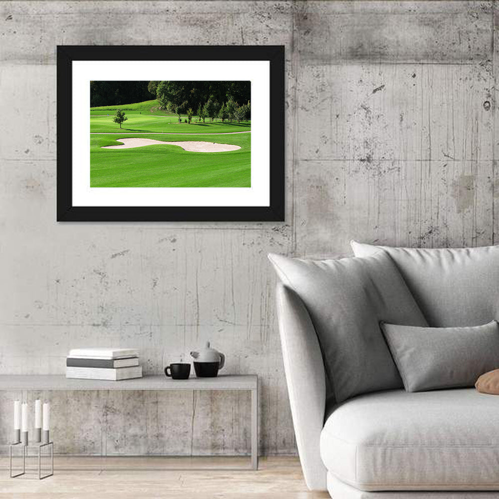 Golf Fairway with Sand Bunker Wall Art in a room, landscape