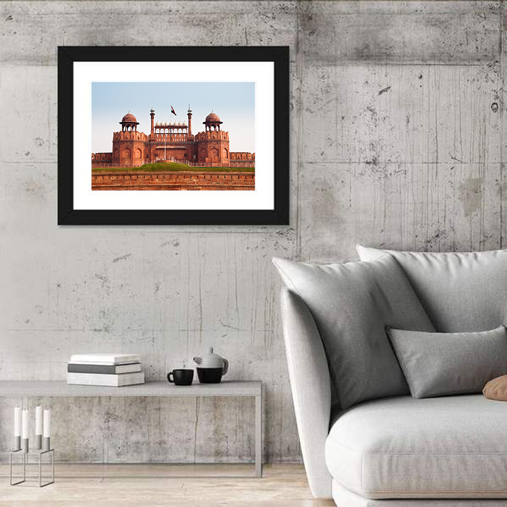 Red Fort Facade in Old Delhi Wall Art in a room, landscape