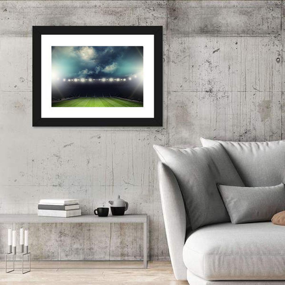 Stadium Under Floodlights Wall Art in a room, landscape