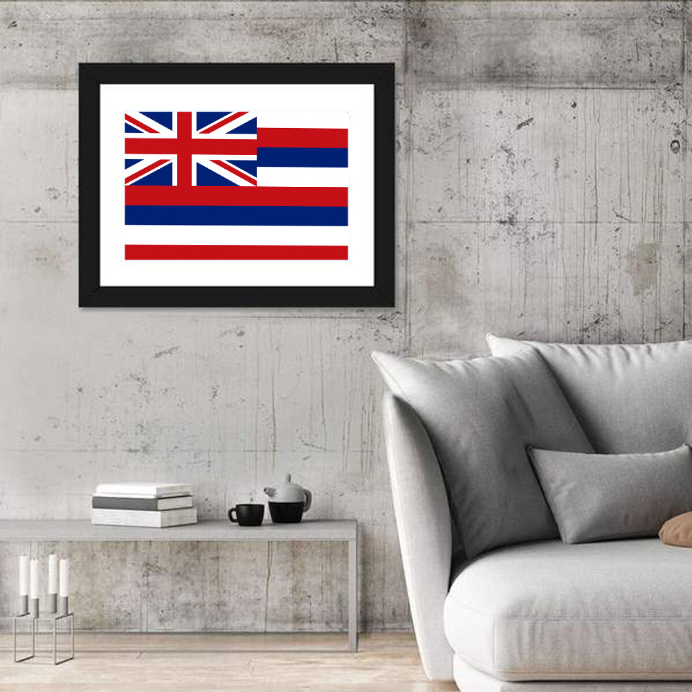 Flag of Hawaii Wall Art in a room, landscape