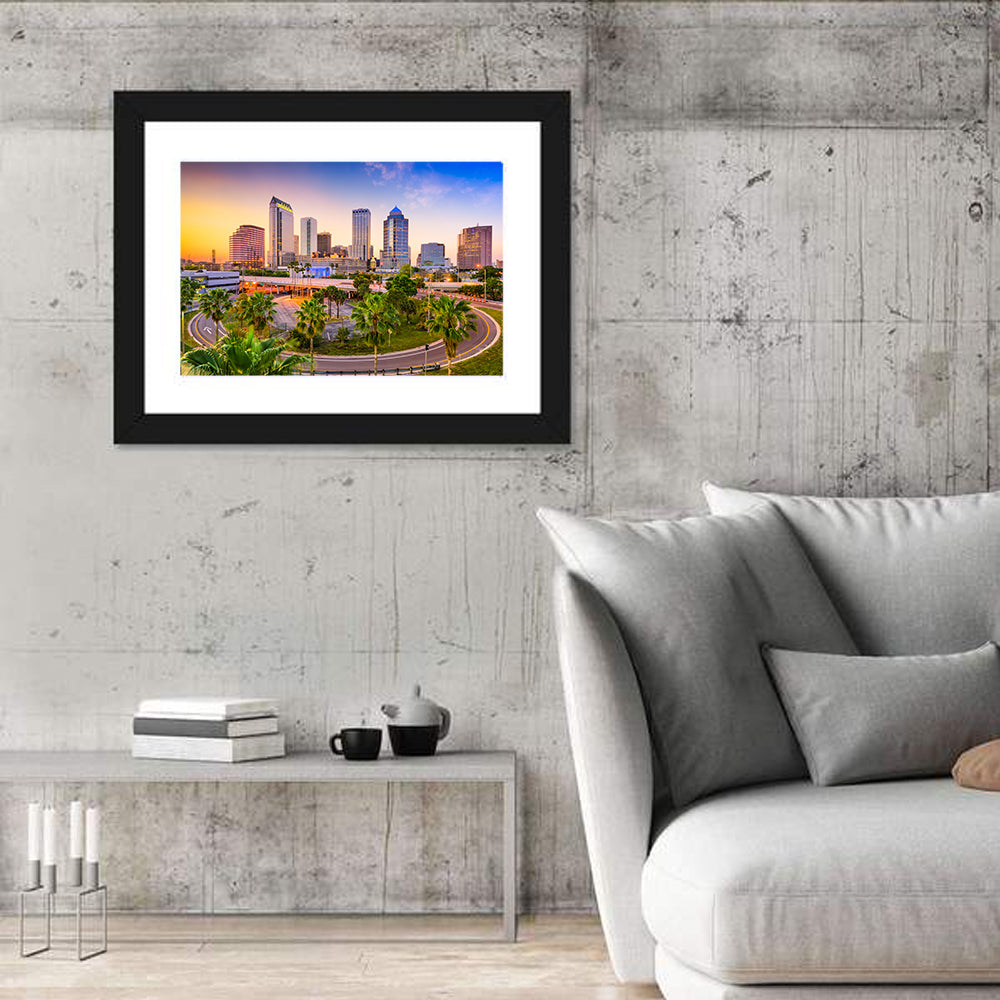 Tampa Downtown Skyline at Sunset Wall Art