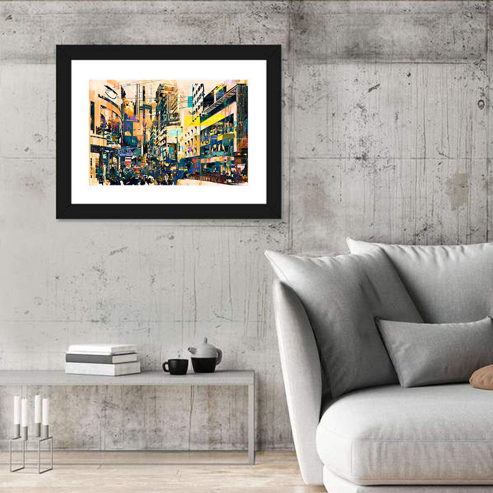 Urban Corridor Abstract Wall Art in a room, landscape
