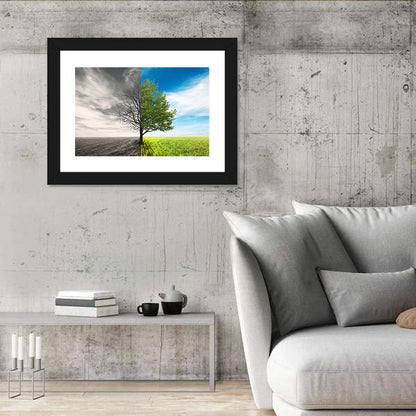 Split Tree in Field Wall Art