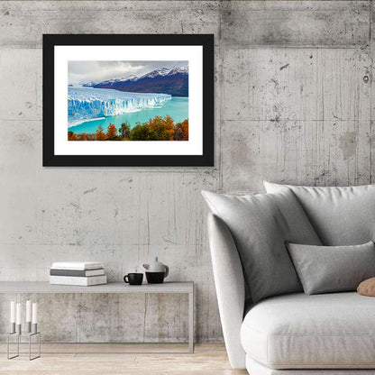 Perito Moreno Glacier with Autumn Foliage Wall Art