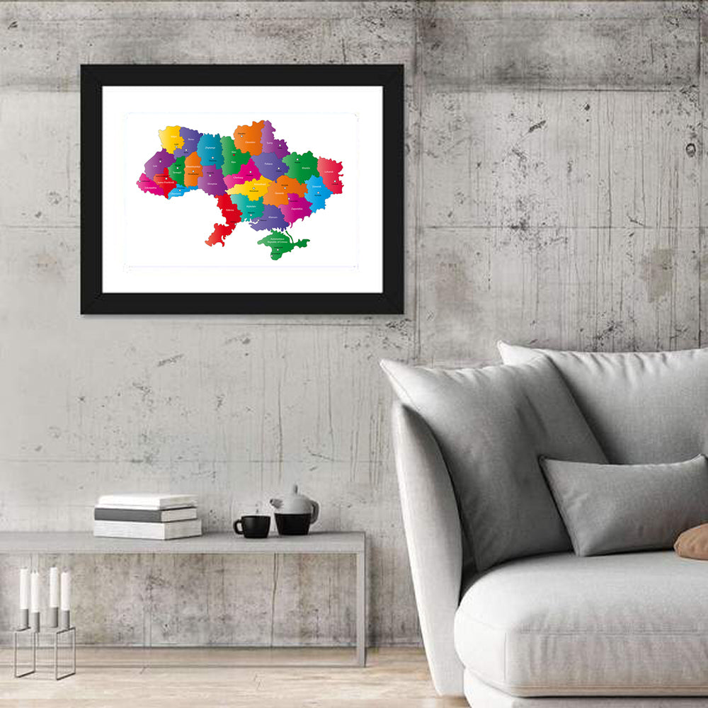 Colorful Ukraine Map Wall Art