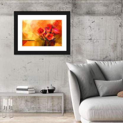 Impasto Red Poppy Bouquet Wall Art