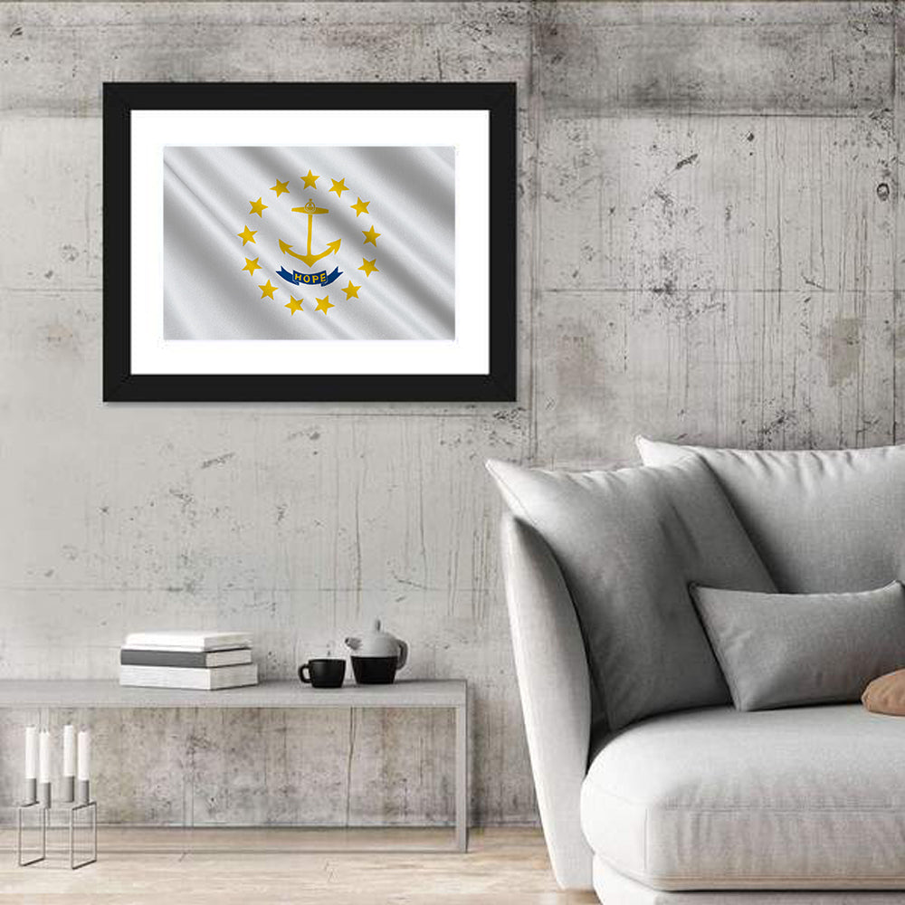 Rhode Island State Flag Wall Art in a room, landscape