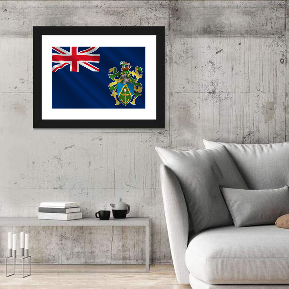 Pitcairn Islands Flag Wall Art in a room, landscape