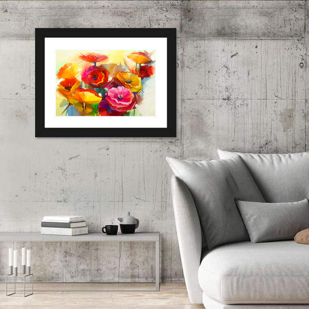 Impasto Poppy Bouquet Wall Art