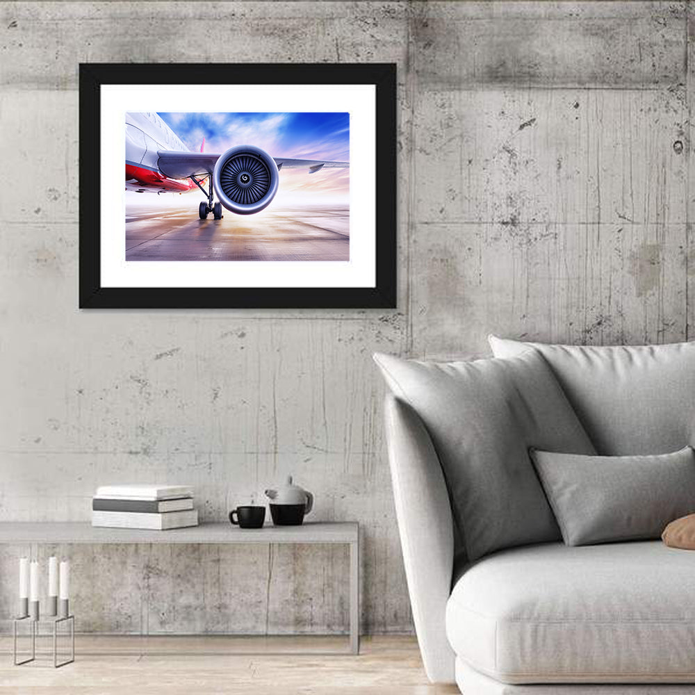 Low Angle Jet Engine on Tarmac Wall Art