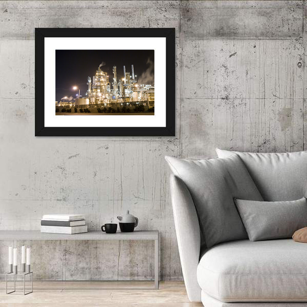 Industrial Refinery Nightscape Wall Art