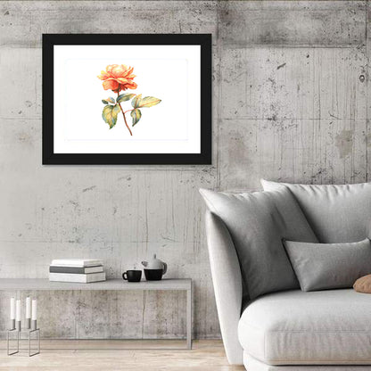 Orange Watercolor Rose Illustration Wall Art