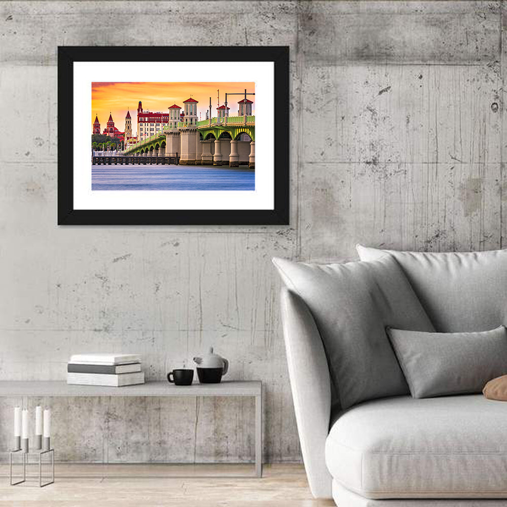 Saint Augustine Bridge of Lions at Dusk Wall Art