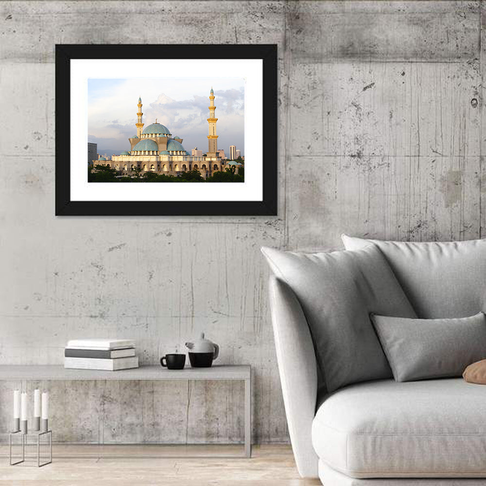 Federal Territory Mosque with Blue Domes Wall Art in a room, landscape
