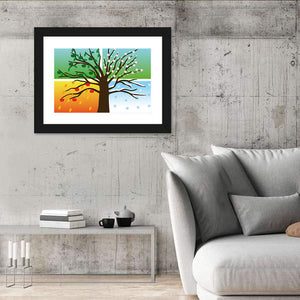 Four Seasons Tree Illustration Wall Art