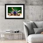 Blue Bowling Ball Hitting Pins Wall Art