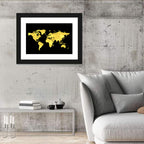 Metallic Gold World Map Wall Art