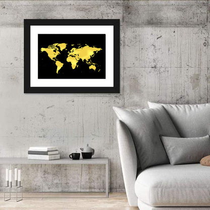 Golden World Map Wall Art