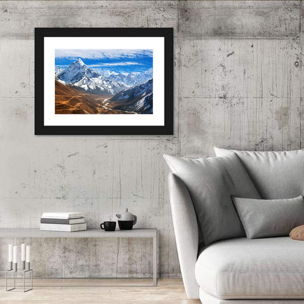 Ama Dablam Valley View Wall Art in a room, landscape