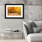 Curving Railroad Through Autumn Forest Wall Art