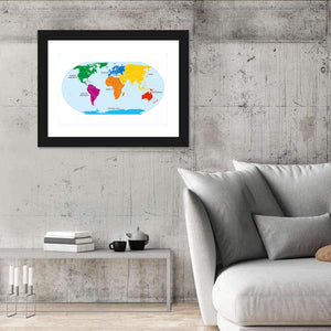 Seven Continents World Map Wall Art