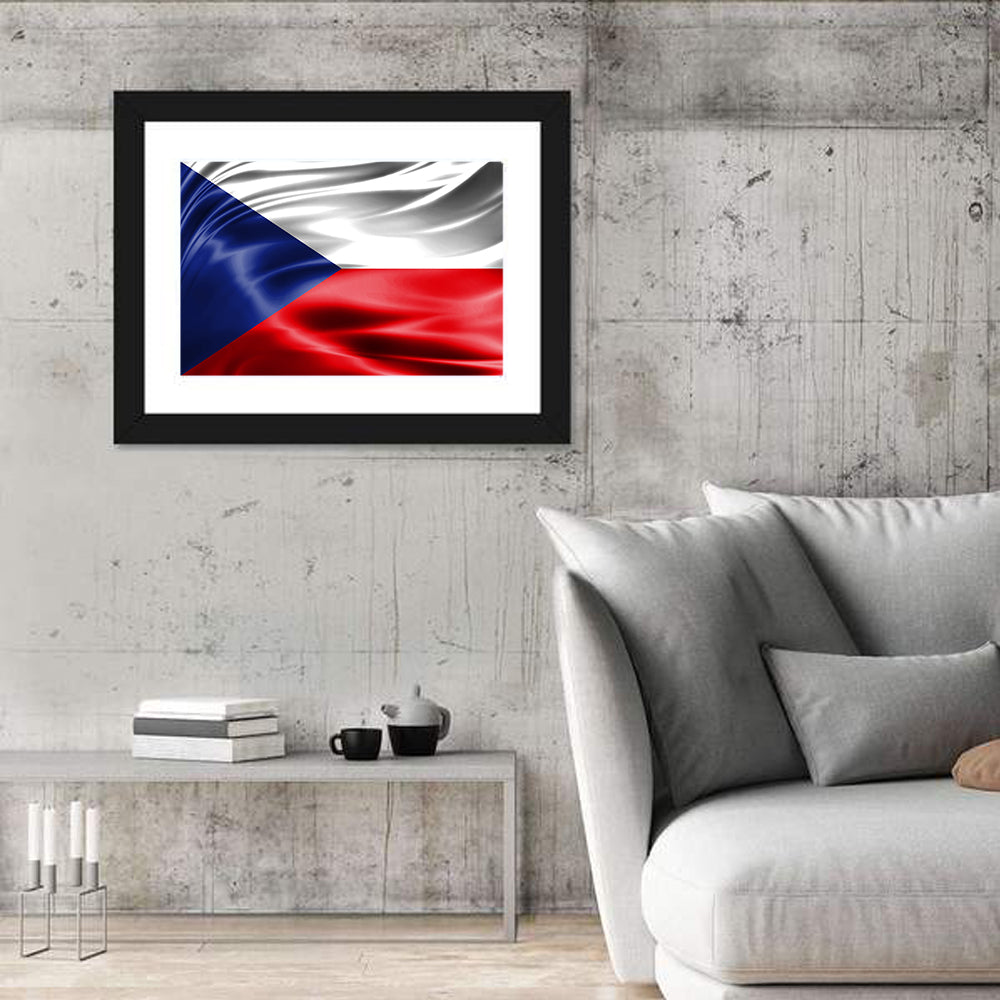 Czech Republic Flag Wall Art in a room, landscape