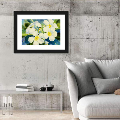 White Plumeria Watercolor Study Wall Art