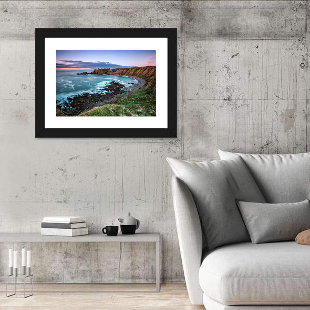 Dunnottar Castle on Stonehaven Cliffs Wall Art in a room, landscape