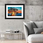 Lake Sunset with Twin Tree Silhouettes Wall Art