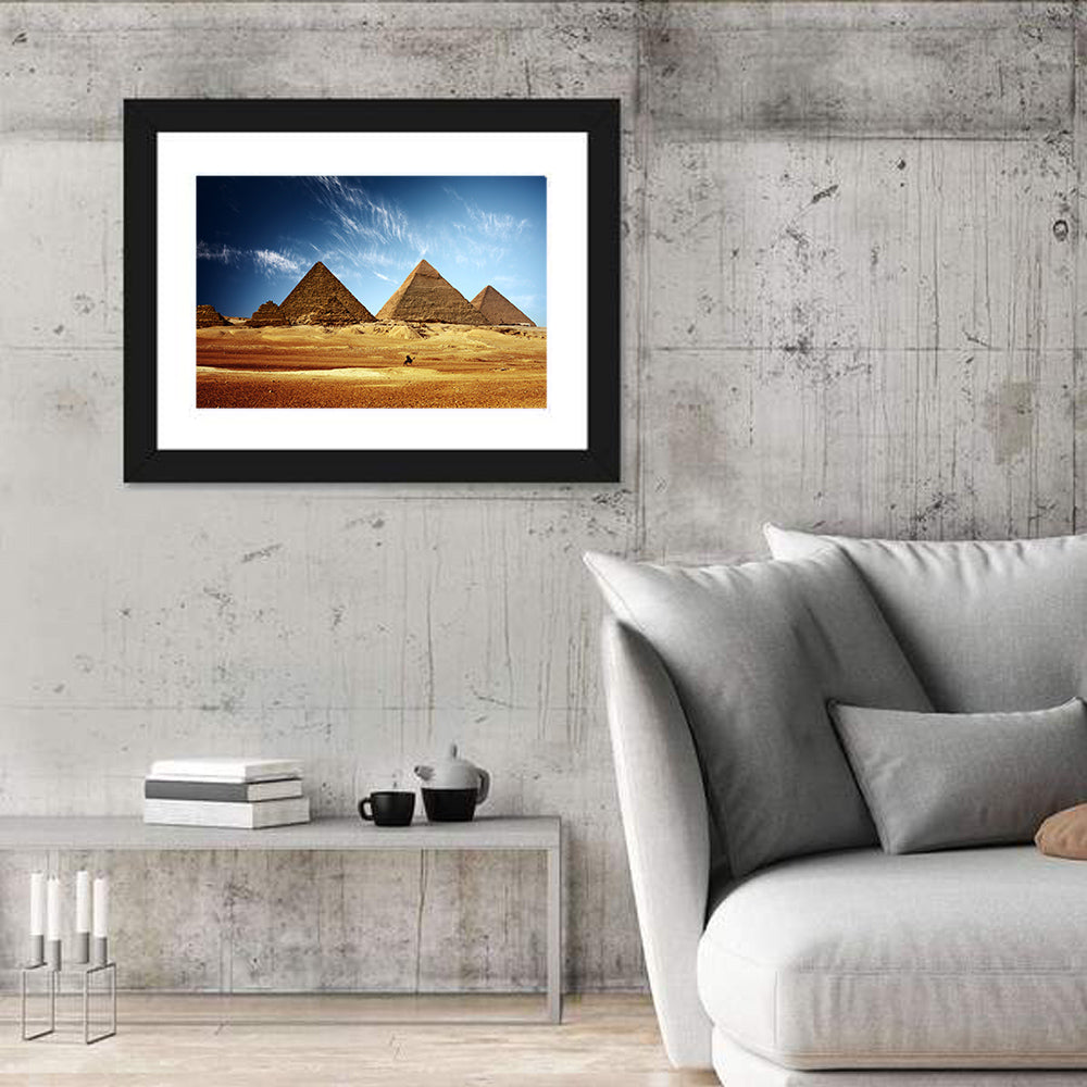 Giza Pyramids Valley View Wall Art in a room, landscape