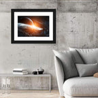 Gigantic Asteroids Over Ringed Planet Wall Art