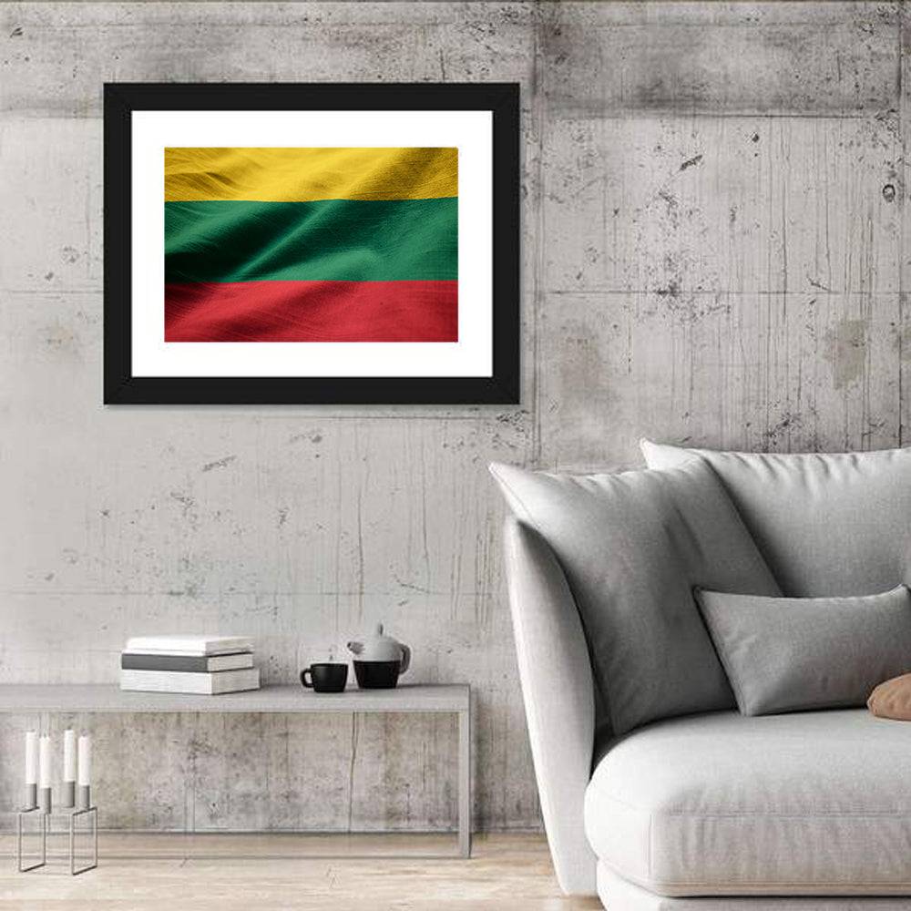Lithuanian Flag Wall Art in a room, landscape