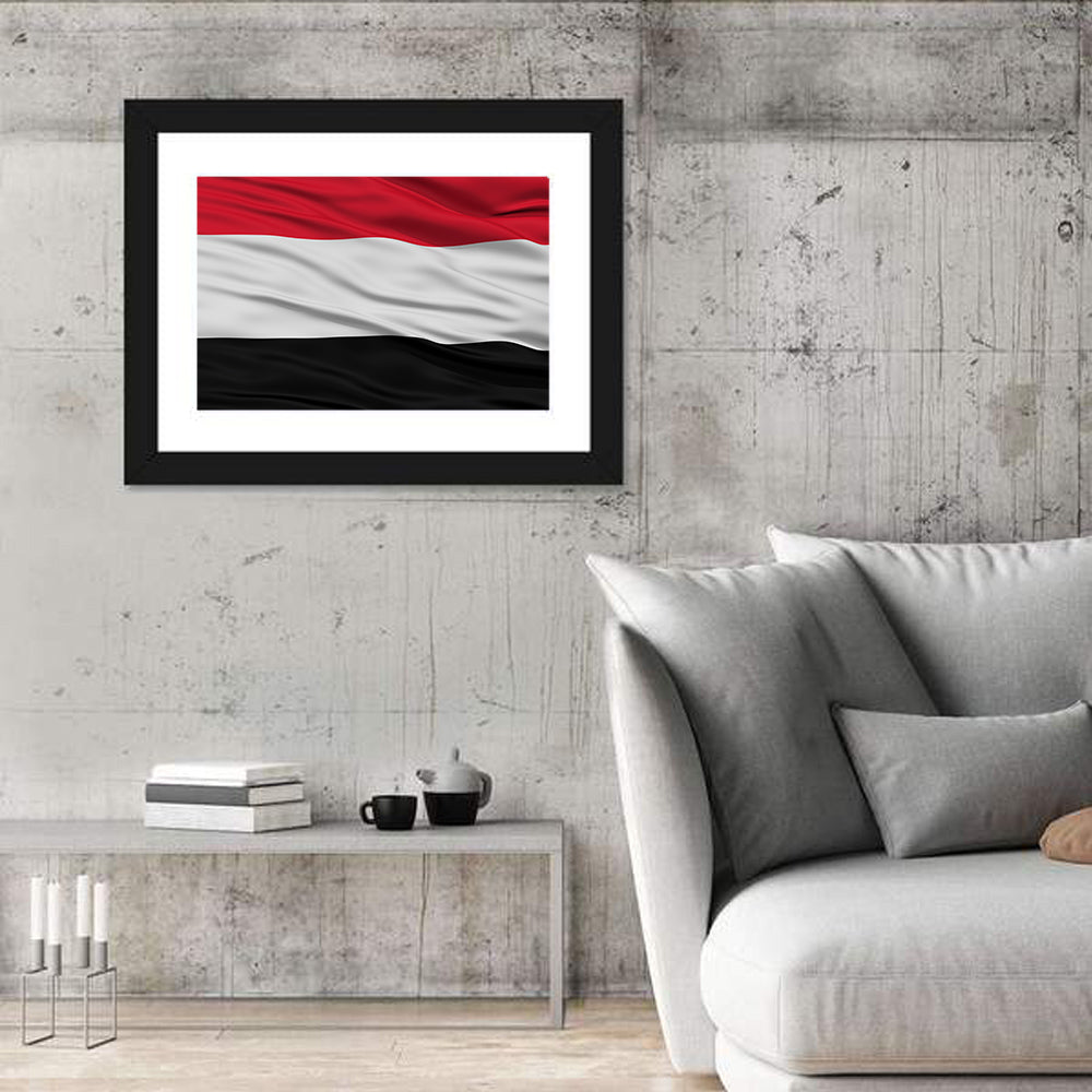Flag of Yemen Wall Art in a room, landscape
