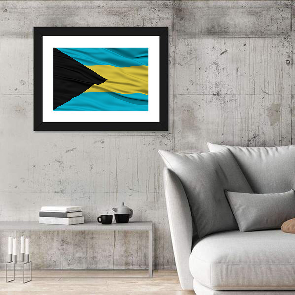 Bahamas Waving Flag Wall Art in a room, landscape