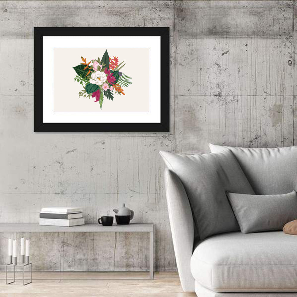 Tropical Bouquet with White Flower Wall Art