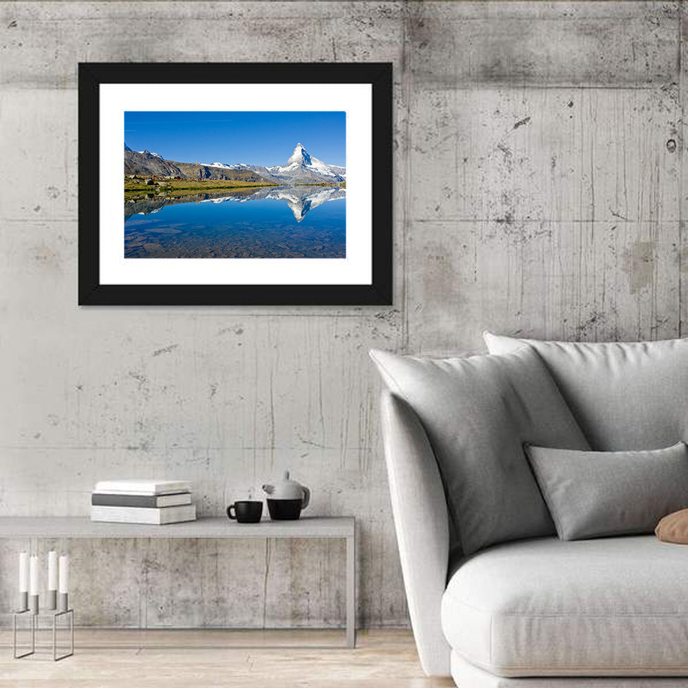 Matterhorn Lake Reflection Wall Art in a room, landscape