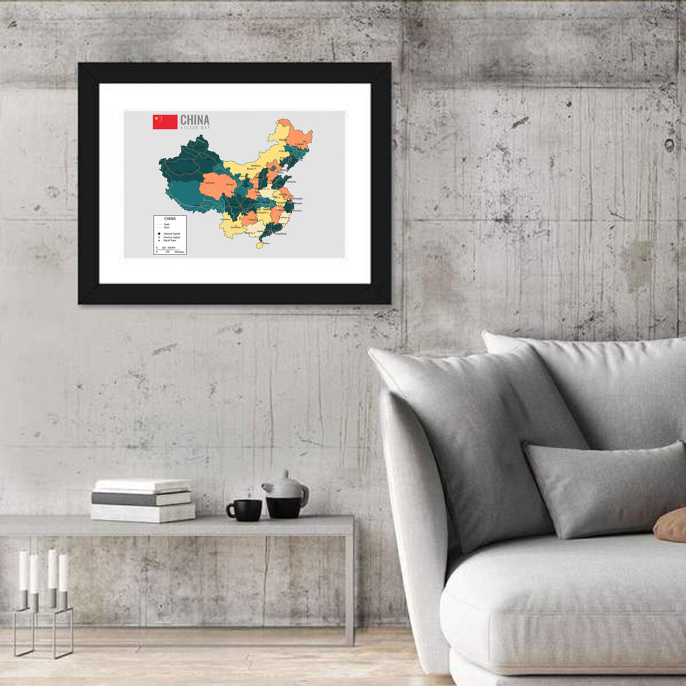 China Political Map Wall Art