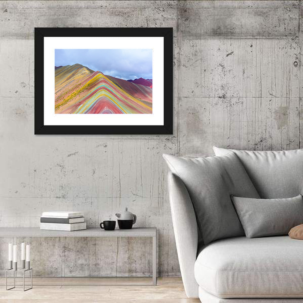 Vinicunca Rainbow Mountain Wall Art in a room, landscape