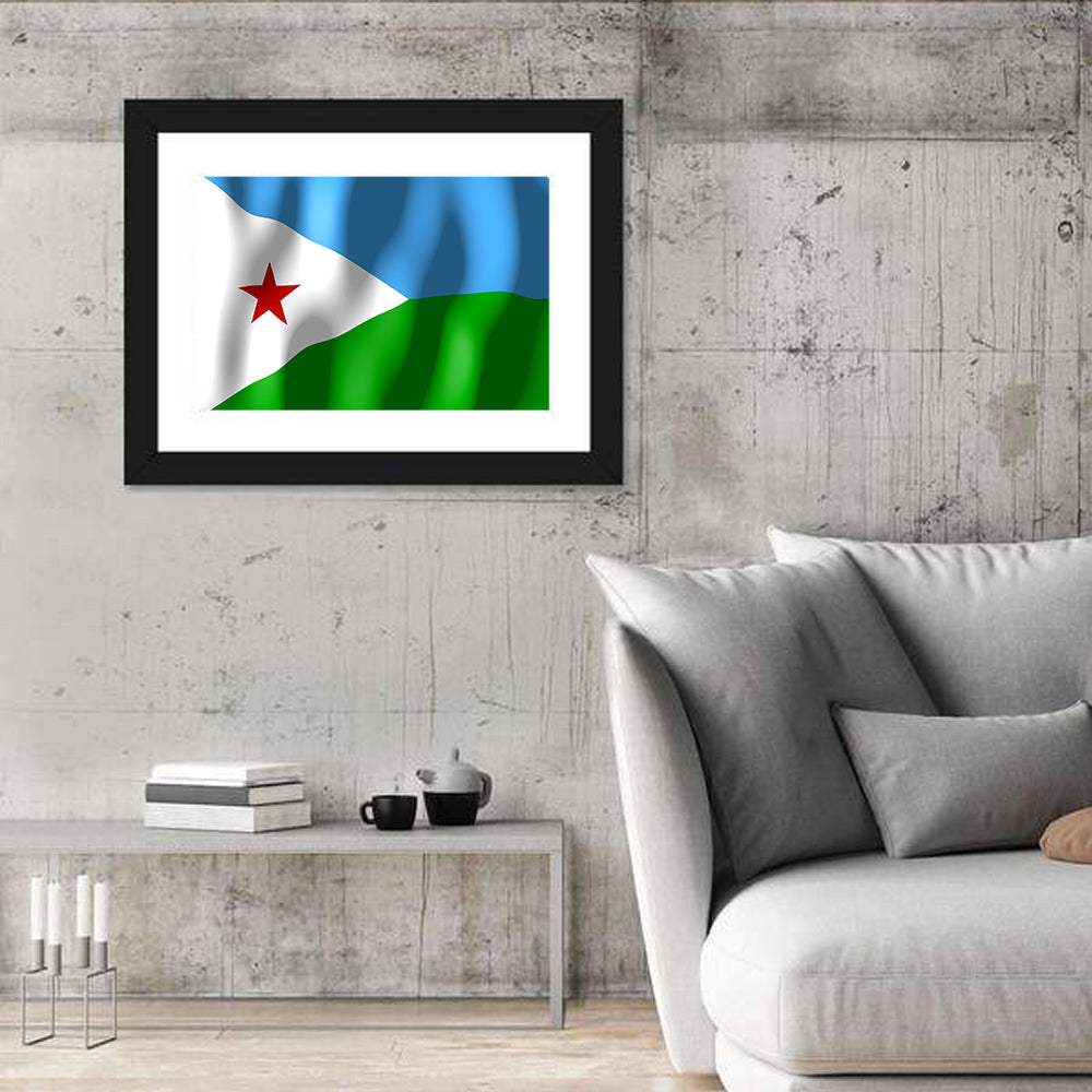 Flag of Djibouti Wall Art in a room, landscape